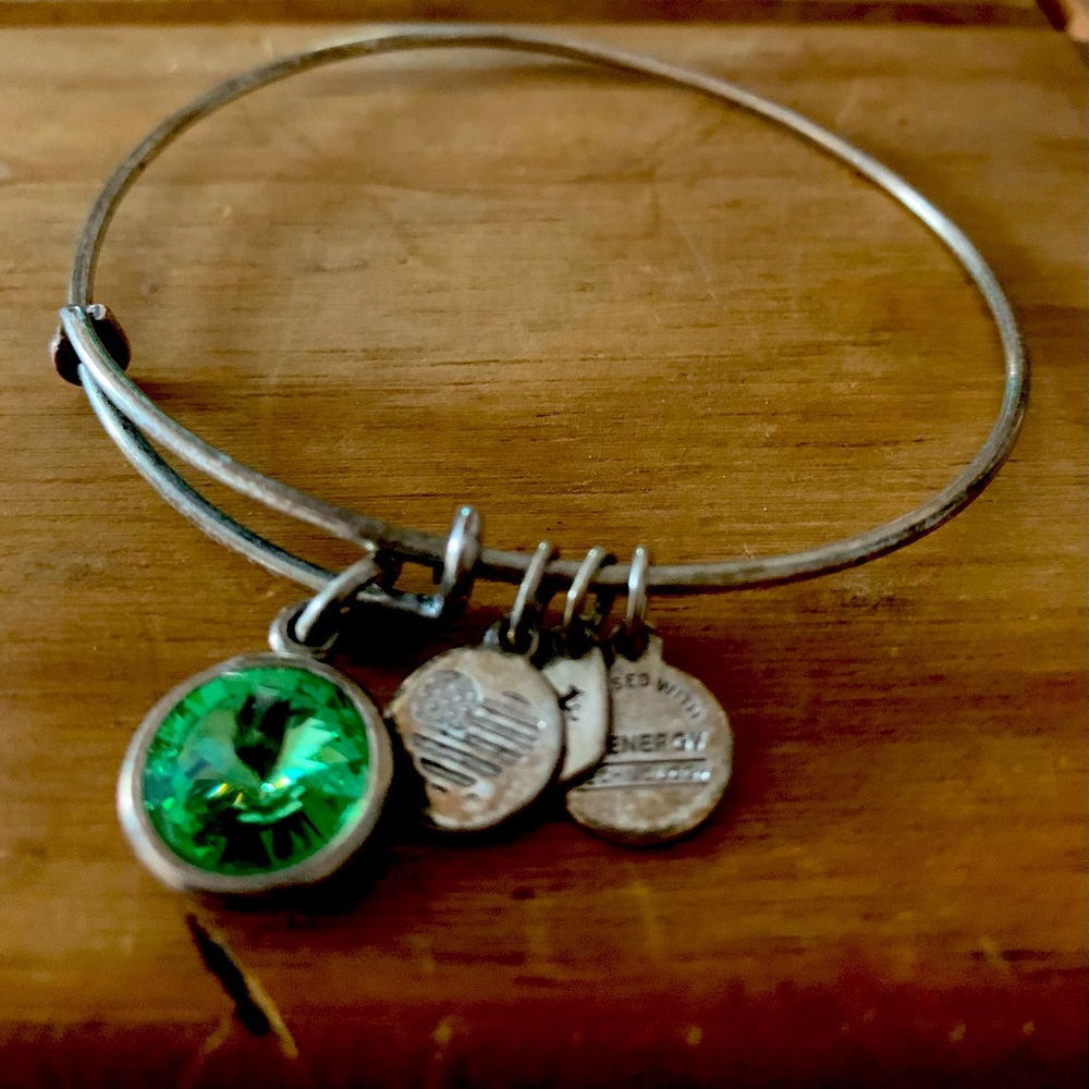 Peridot Birthstone Charm Bangle, August